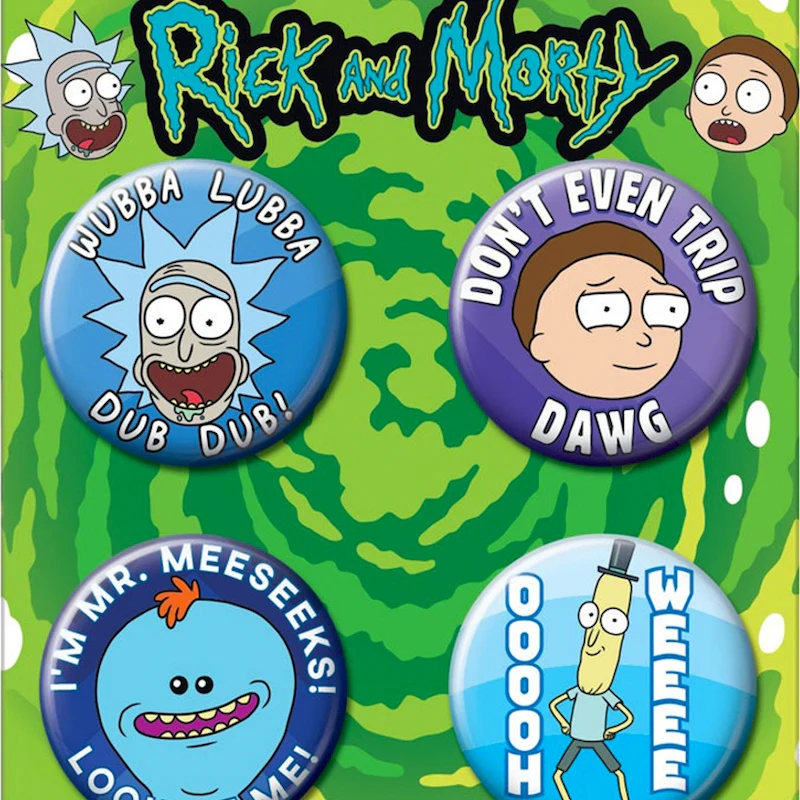 4-Piece Rick And Morty Button Set