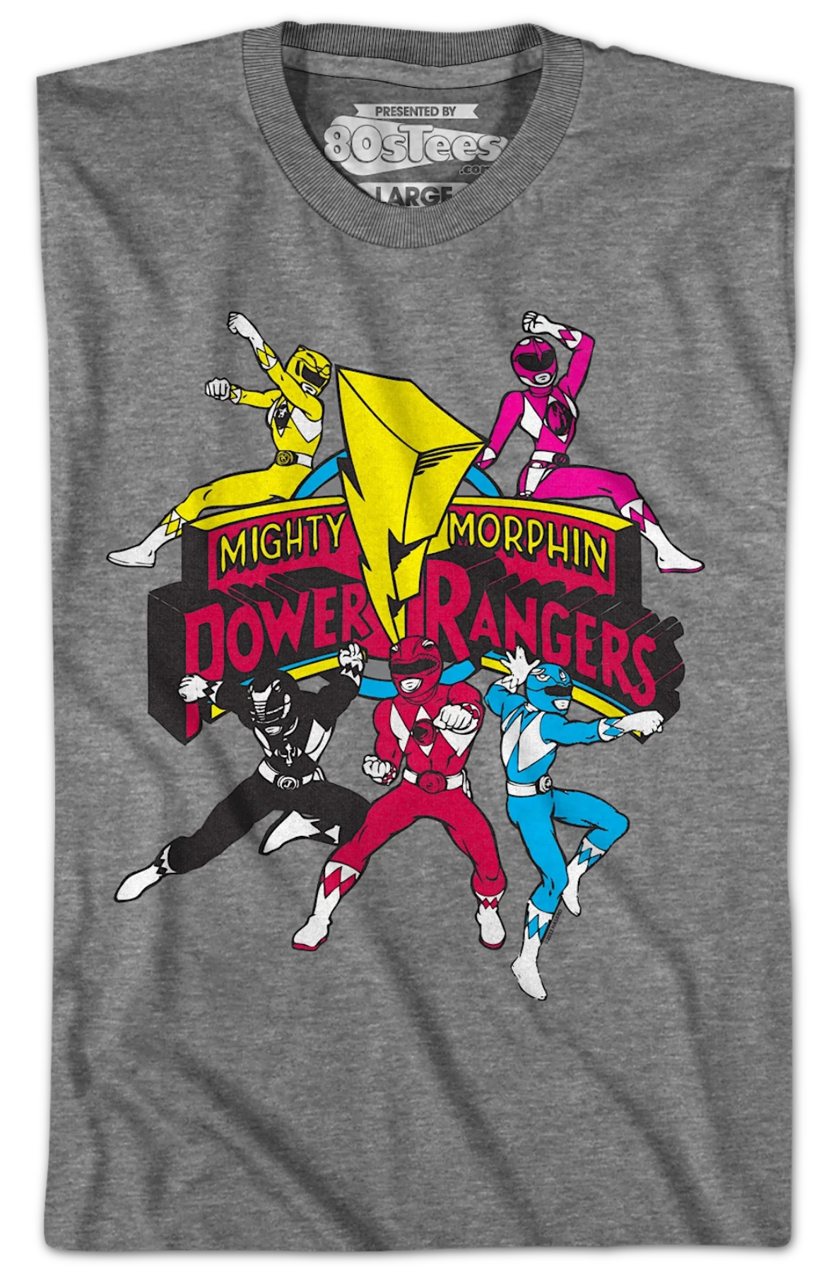 Action Poses Mighty Morphin Power Rangers T-Shirt - Image 2