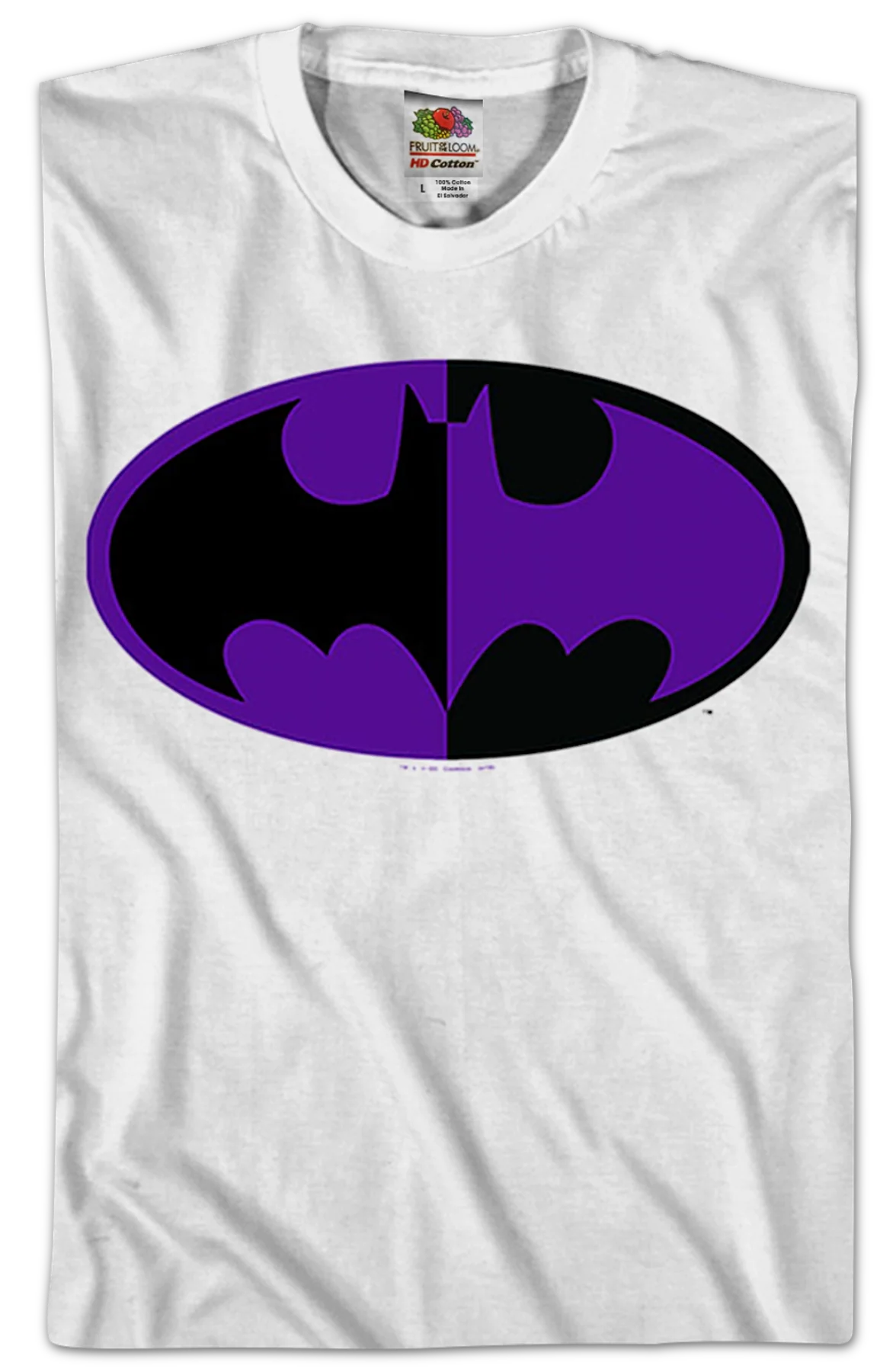 Black and Purple Bat Symbol Batman T-Shirt - Image 2