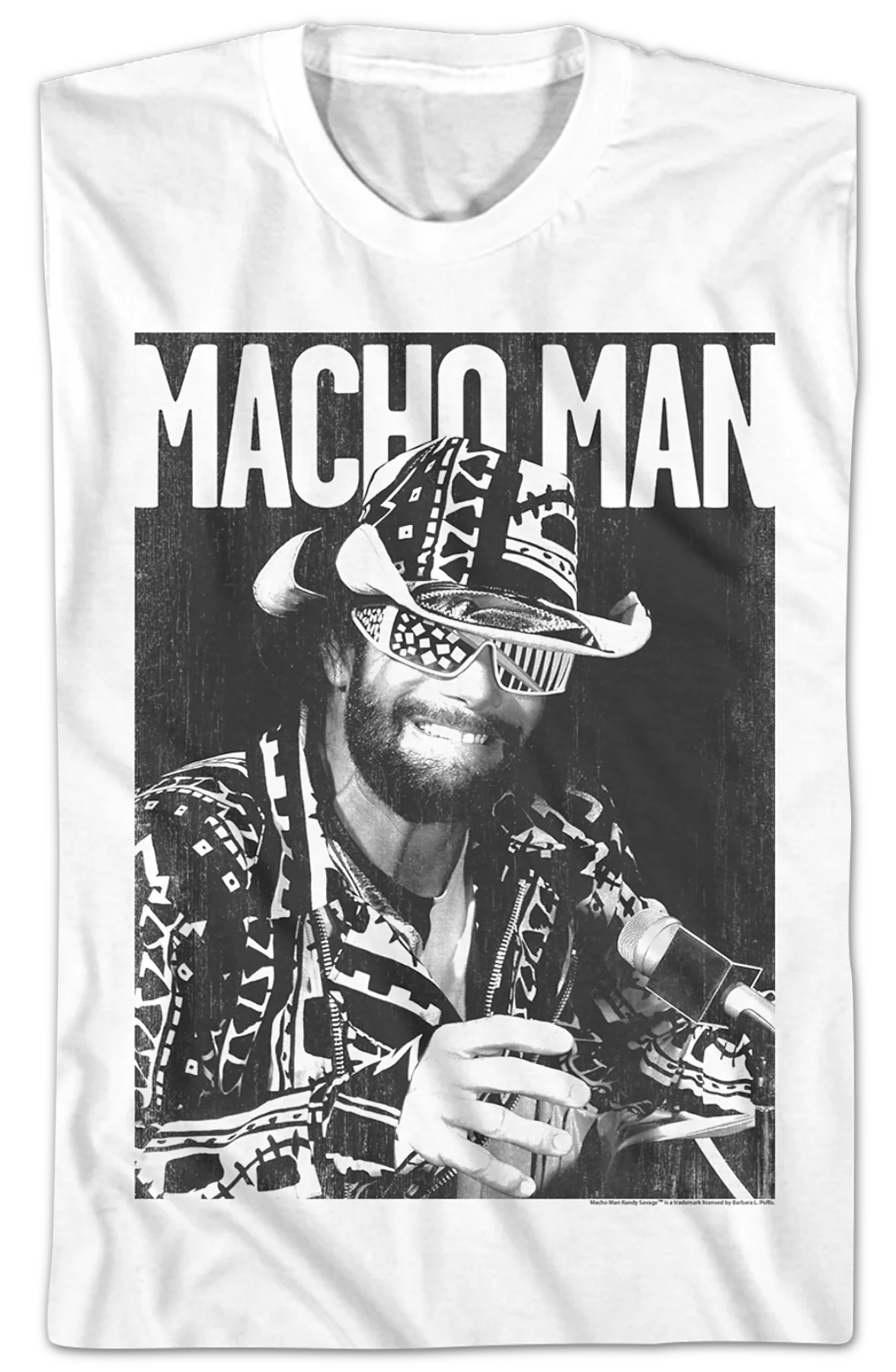 Black and White Macho Man Randy Savage T-Shirt - Image 2