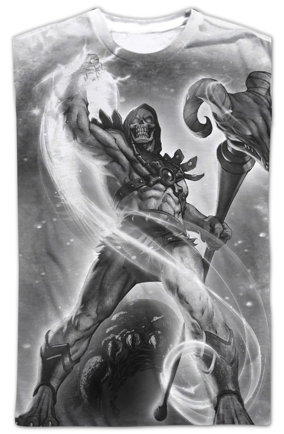 Black and White Skeletor Masters of the Universe T-Shirt - Image 2