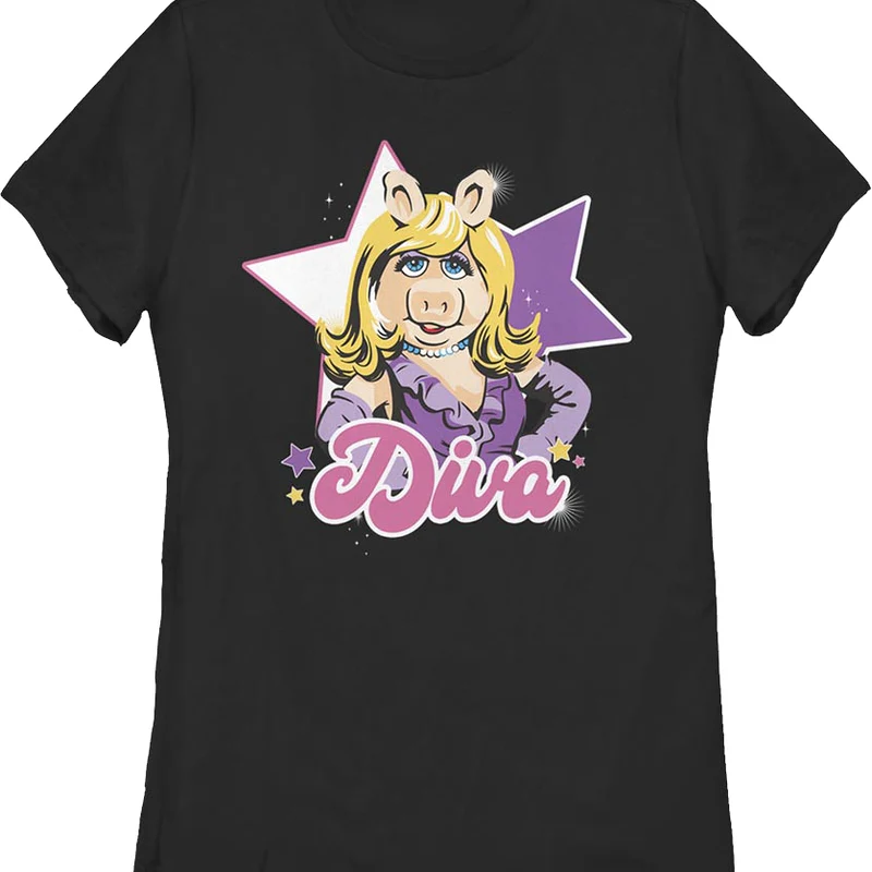 Black Womens Diva Miss Piggy Muppets Shirt