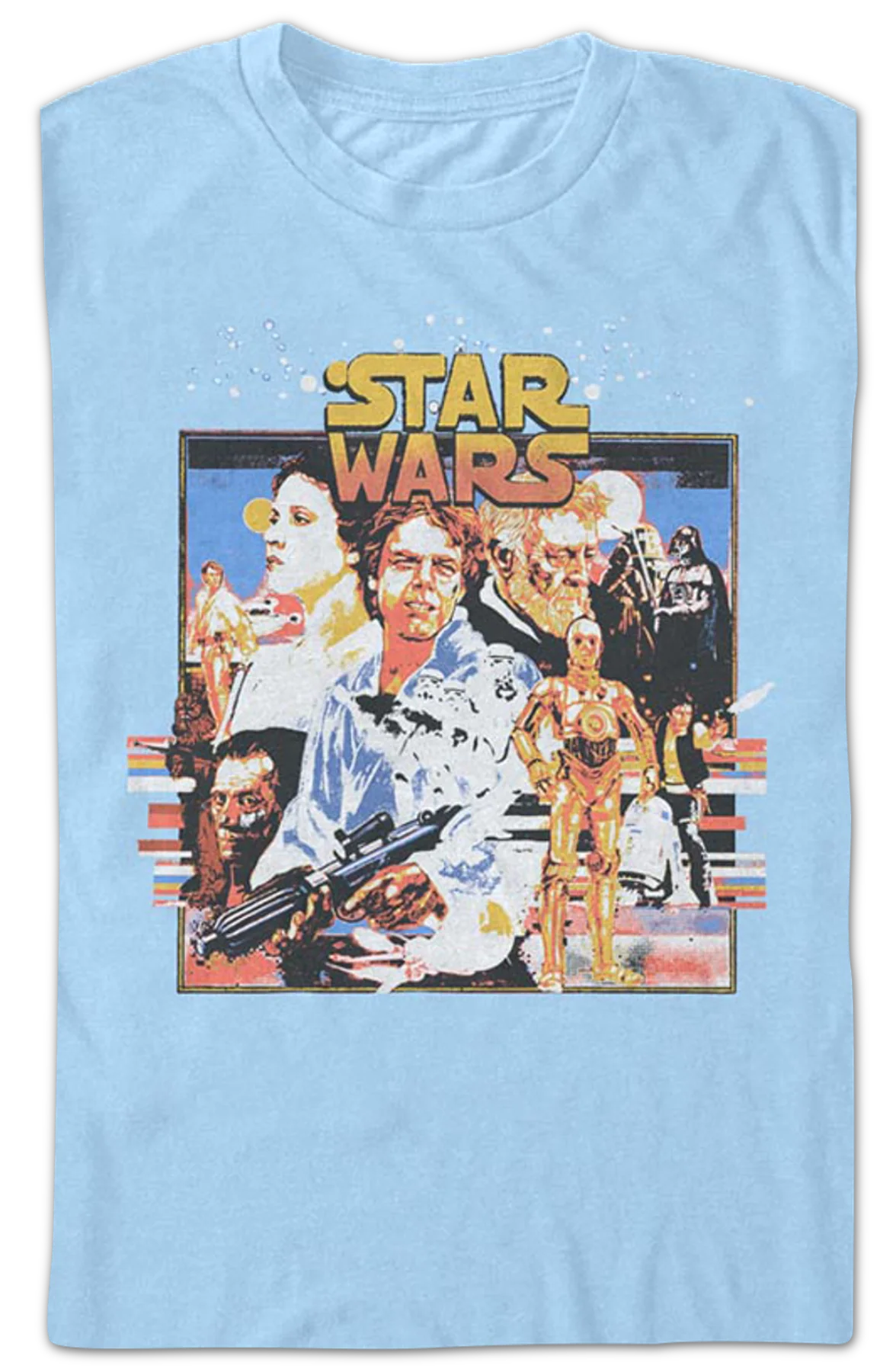 Blue A New Hope Collage Star Wars T-Shirt - Image 3