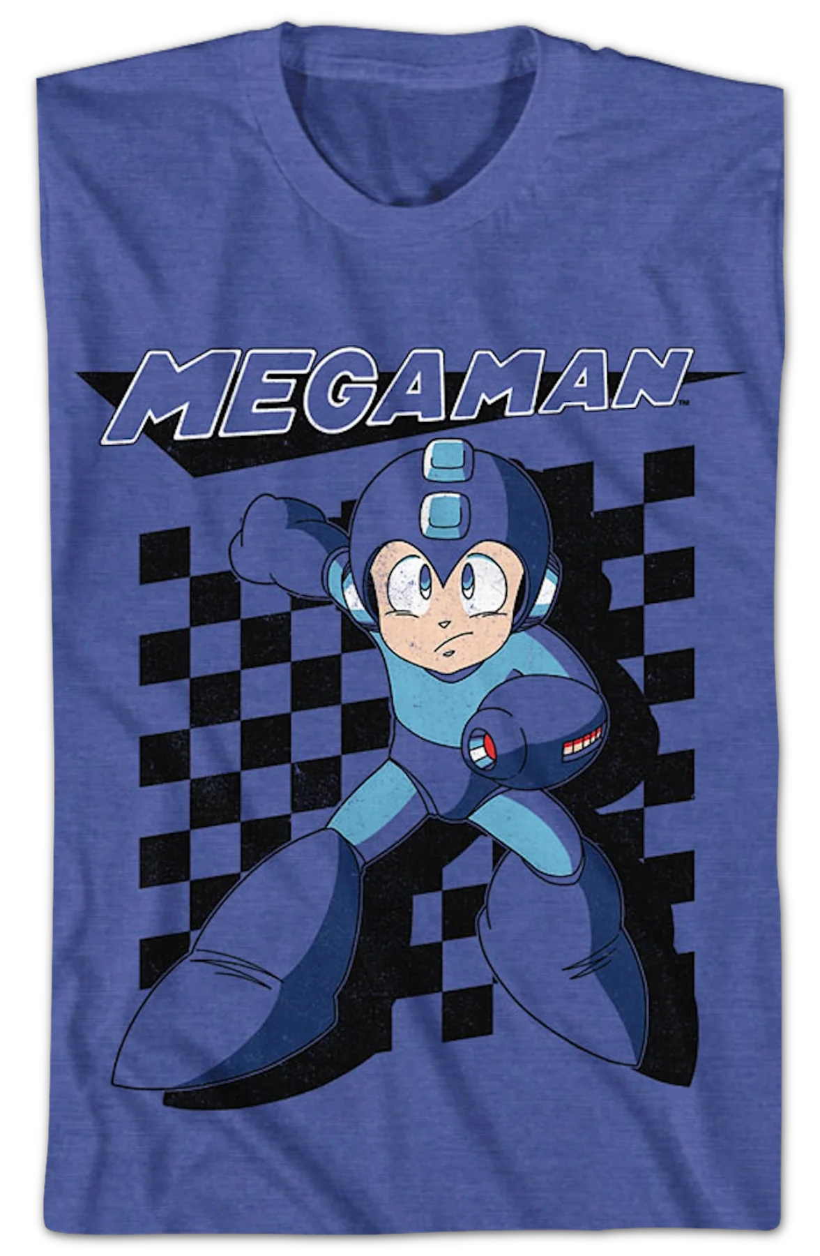 Blue Bomber Checkerboard Mega Man T-Shirt - Image 2