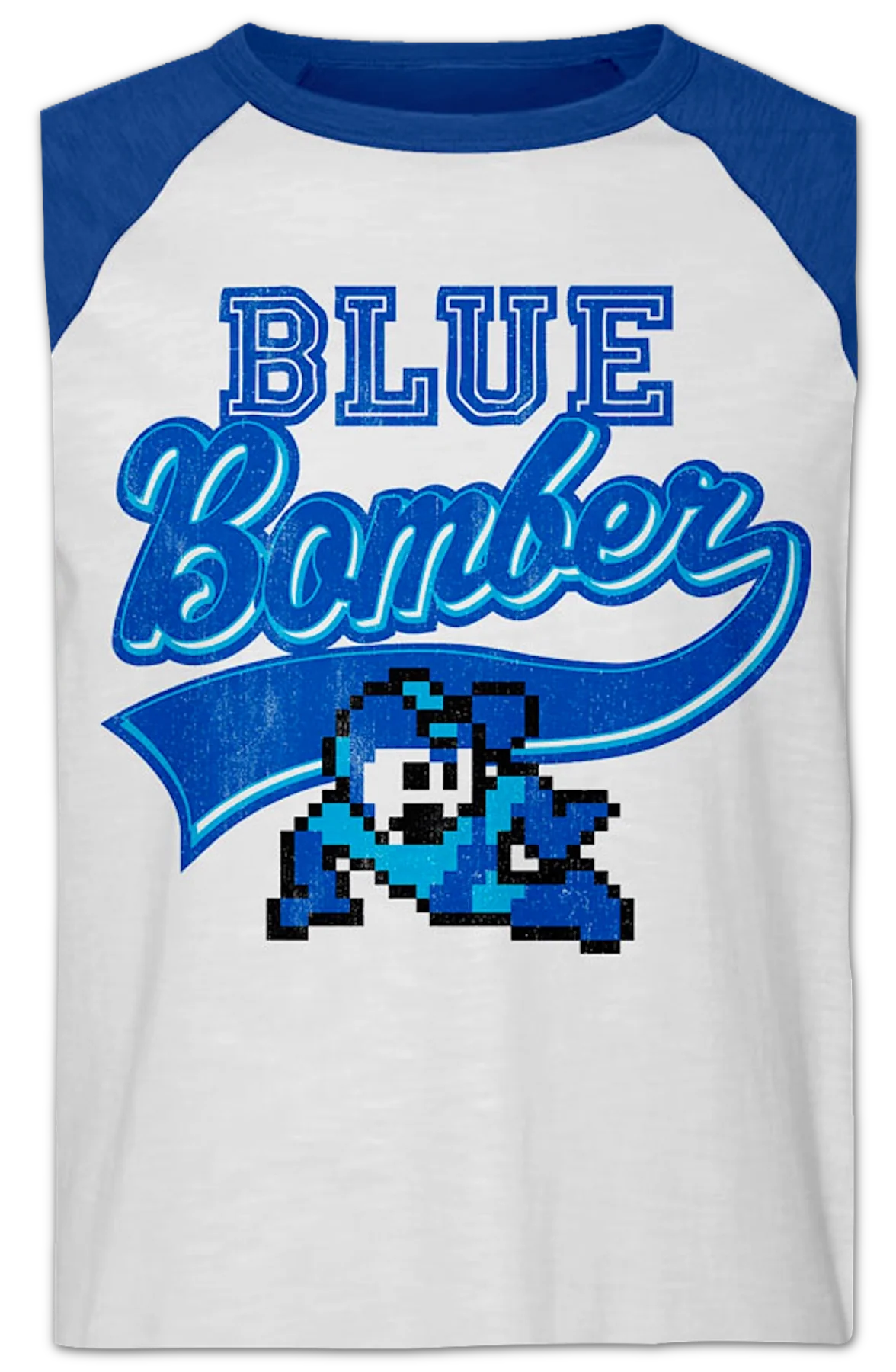 Blue Bomber Sports Logo Mega Man Raglan Baseball Shirt - Image 2