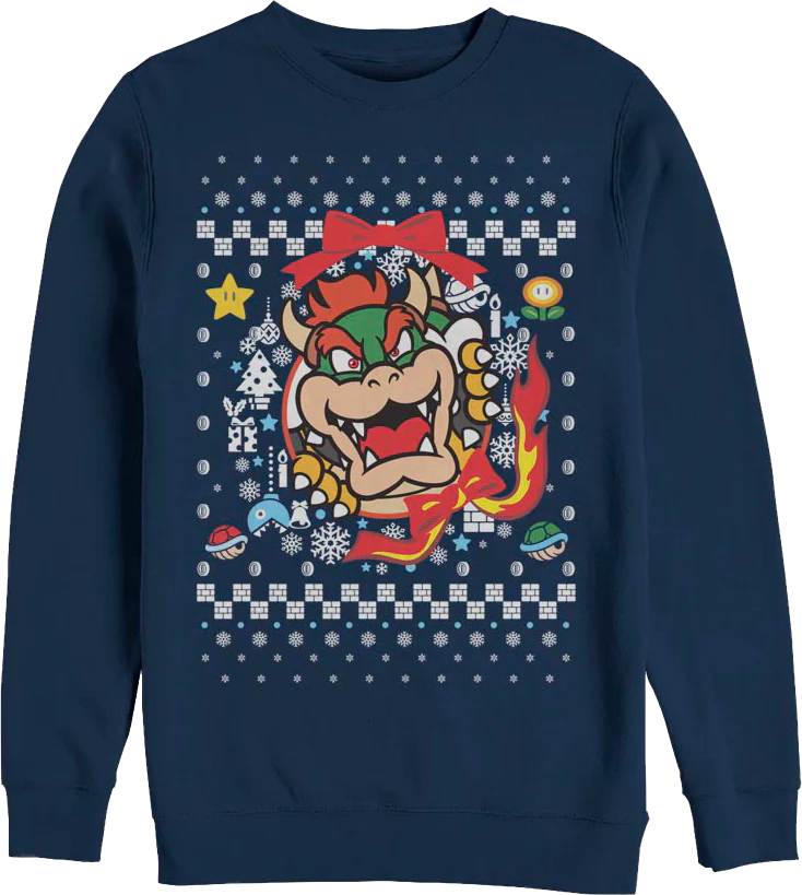 Bowser Ugly Faux Knit Super Mario Bros. Sweatshirt
