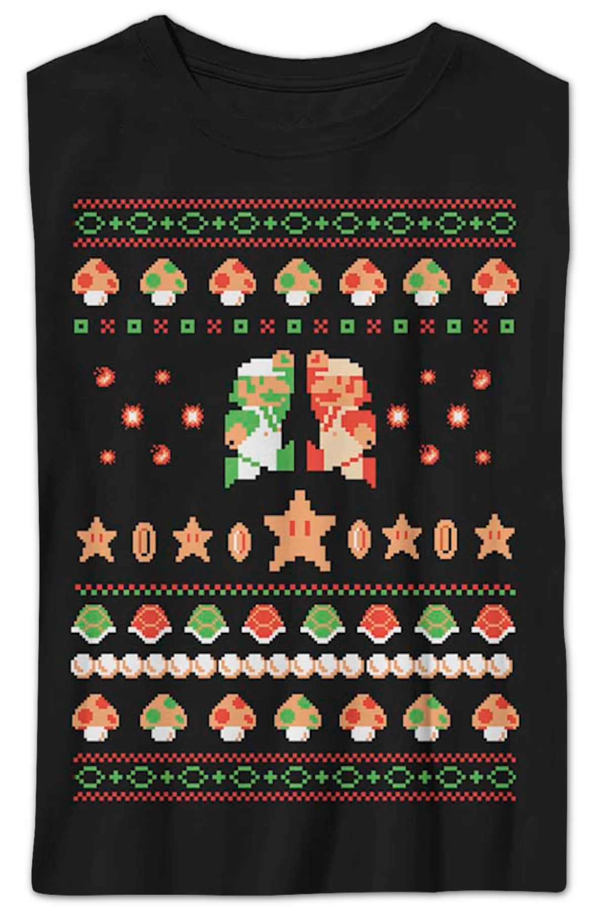 Boys Youth Luigi And Mario Faux Ugly Christmas Sweater Nintendo Shirt - Image 2