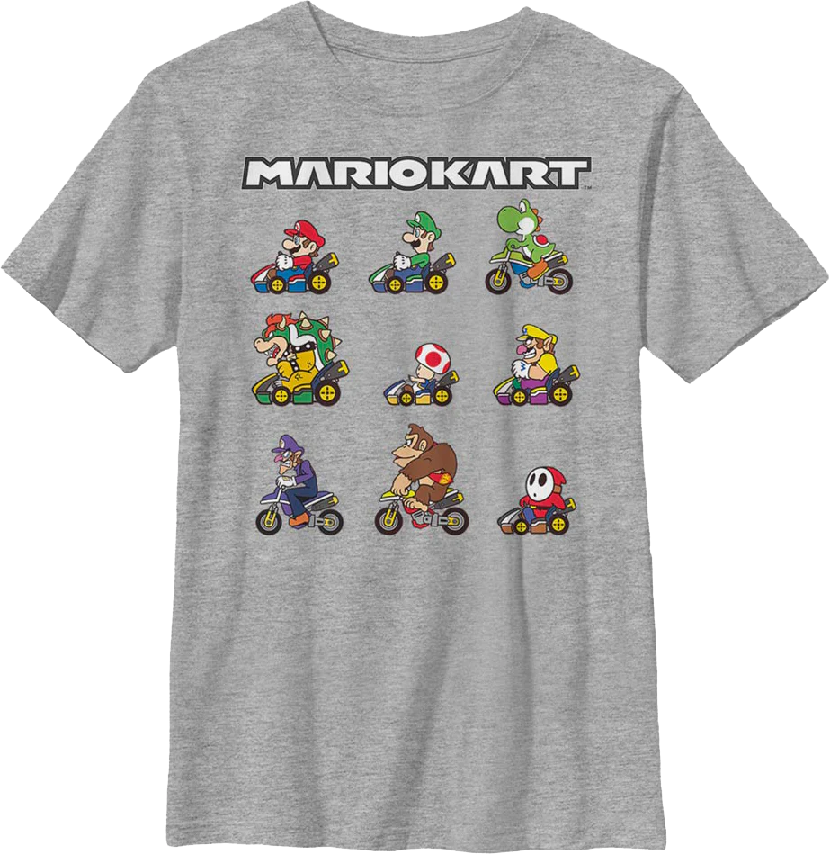 Boys Youth Mario Kart Characters Nintendo Shirt