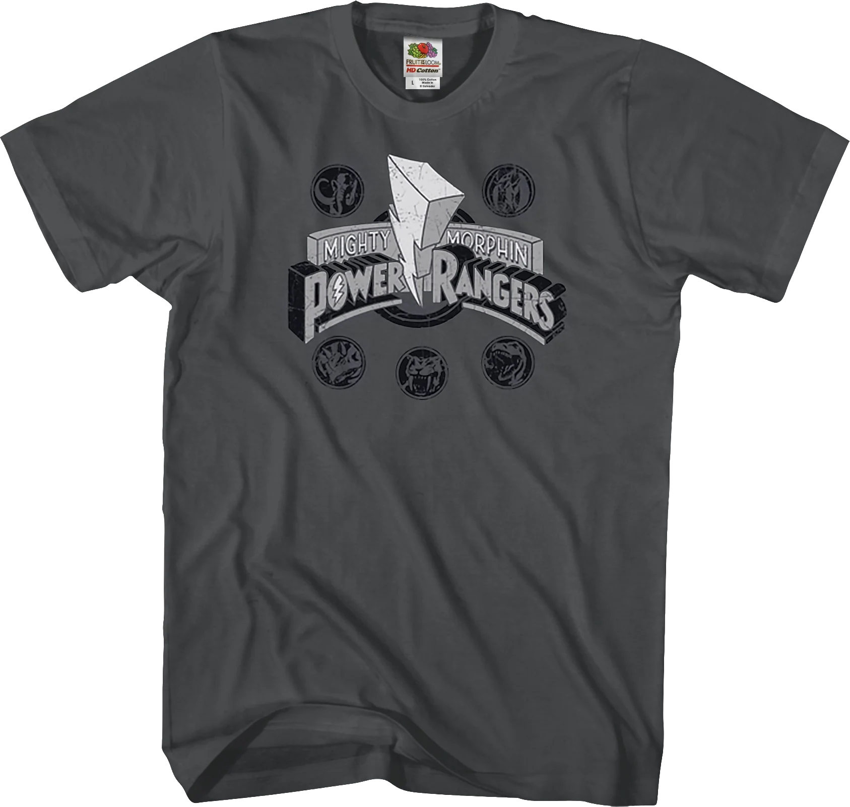 Distressed Logo Mighty Morphin Power Rangers T-Shirt
