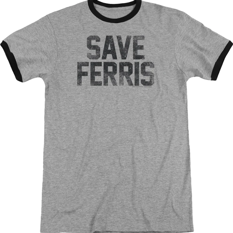 Distressed Save Ferris Bueller Ringer Shirt