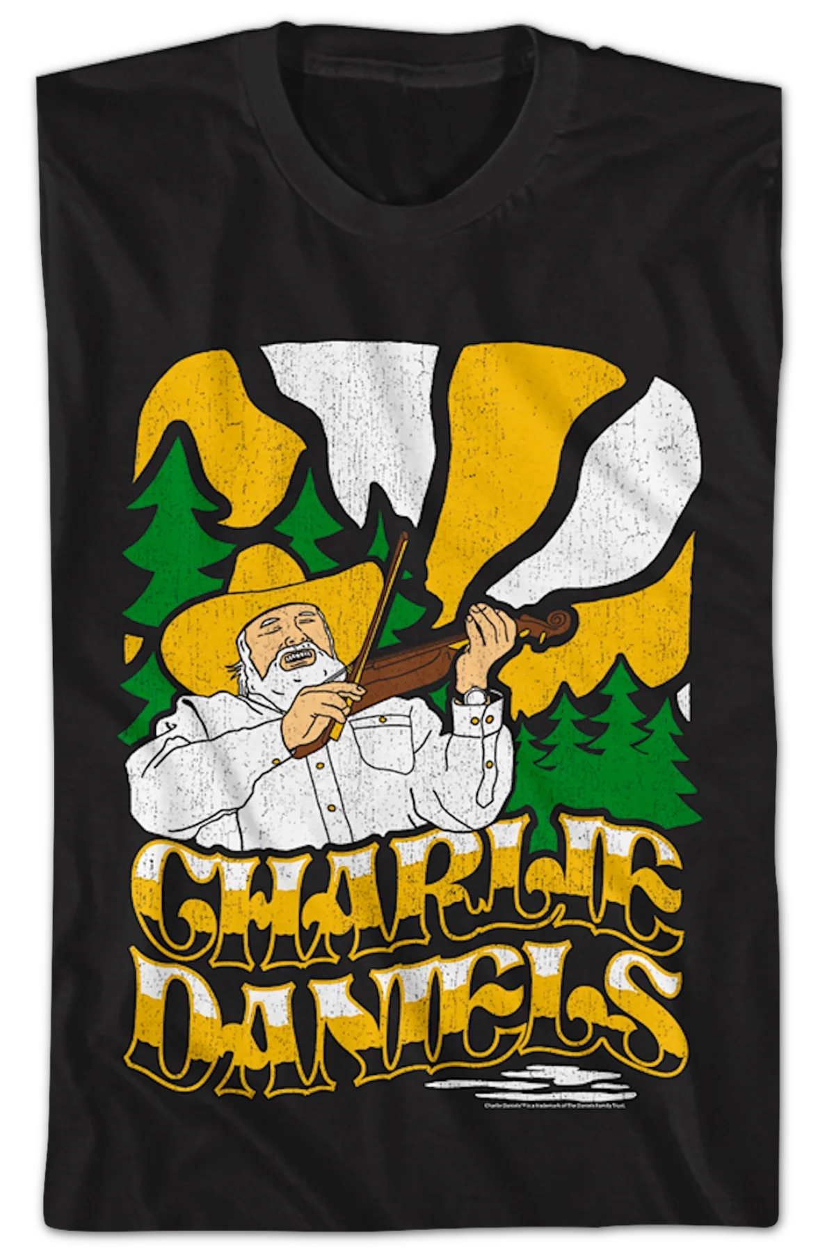 Fiddle Illustration Charlie Daniels T-Shirt - Image 2