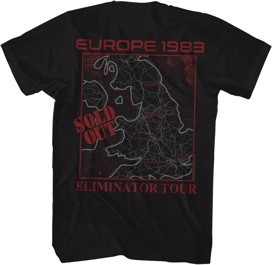 Front & Back Europe 1983 Eliminator Tour ZZ Top T-Shirt - Image 3