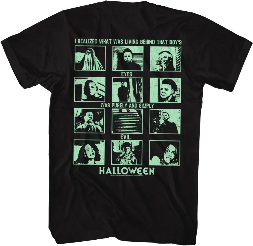 Front & Back Evil Collage Halloween T-Shirt
