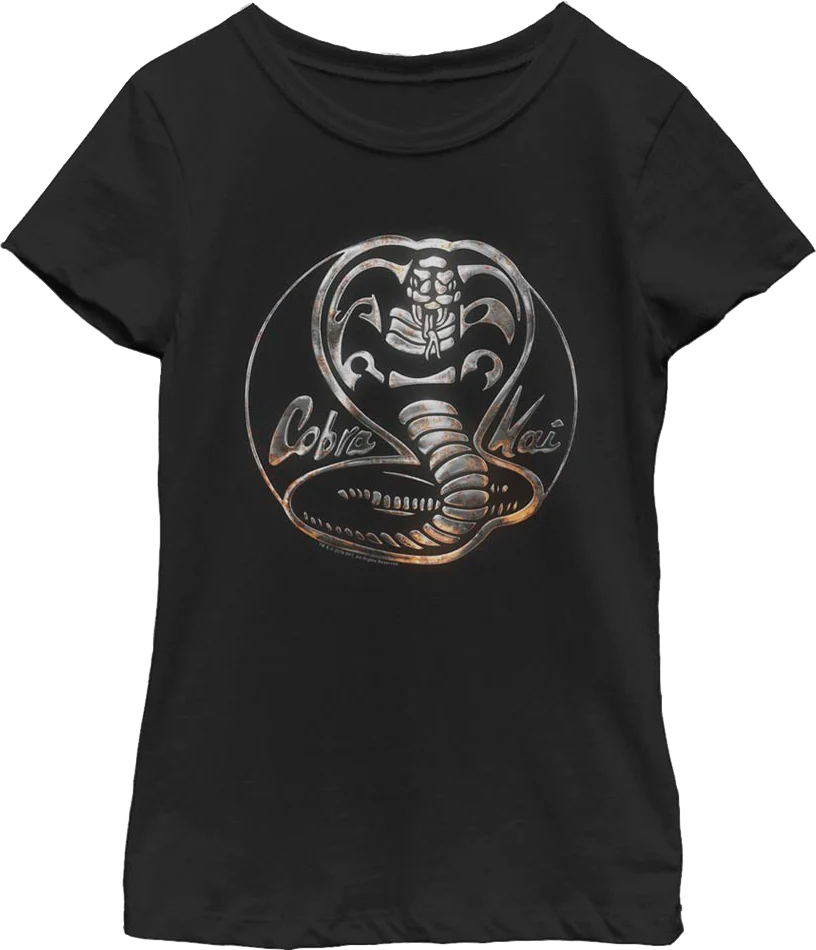 Girls Youth Faux Chrome Logo Cobra Kai Shirt