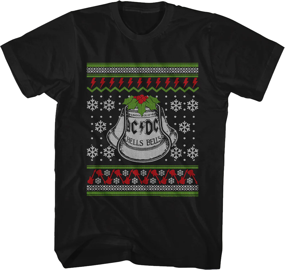 Hells Bells Faux Ugly Christmas Sweater ACDC T-Shirt