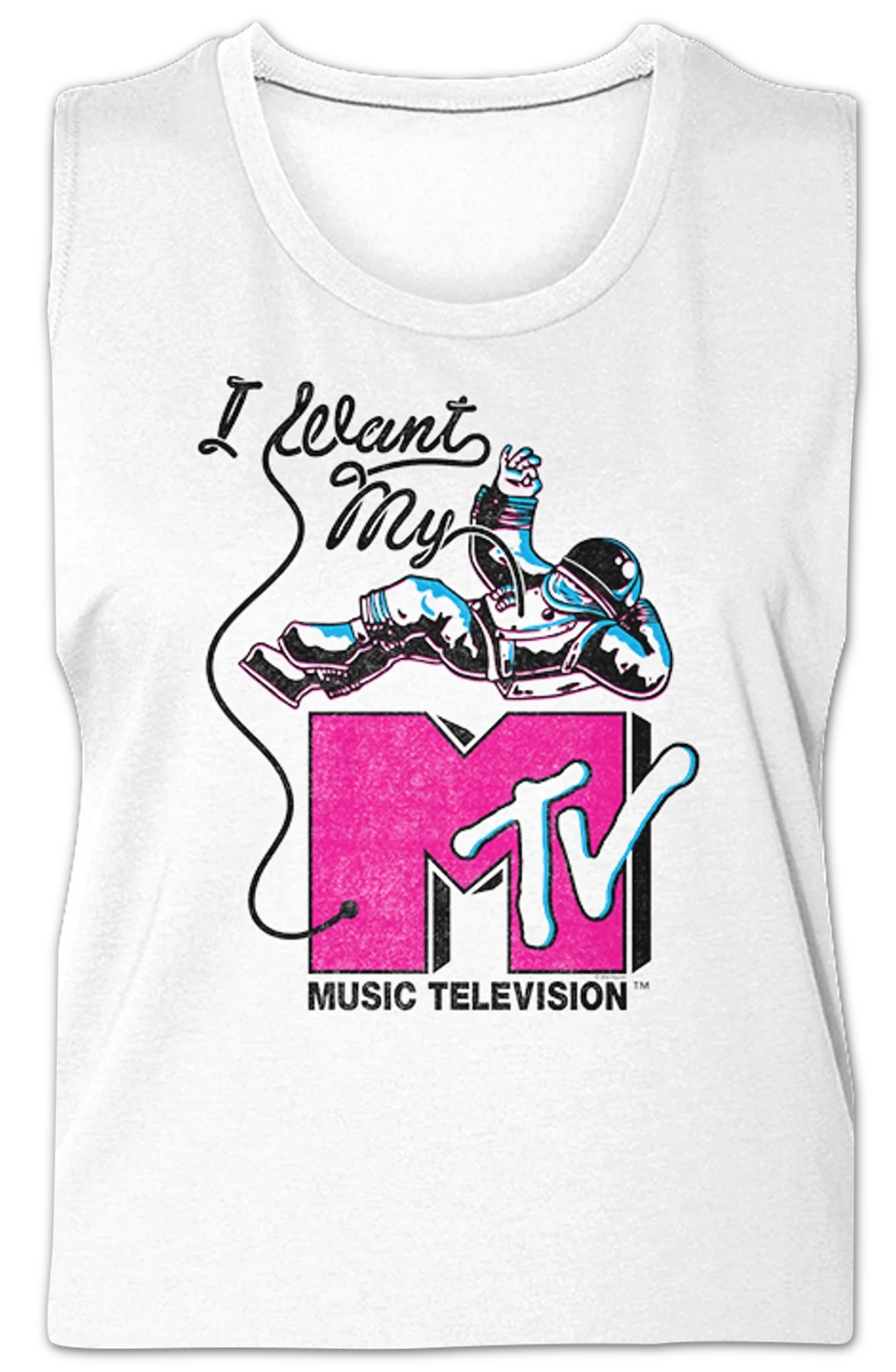 Ladies Astronaut I Want My MTV Muscle Tank Top - Image 2