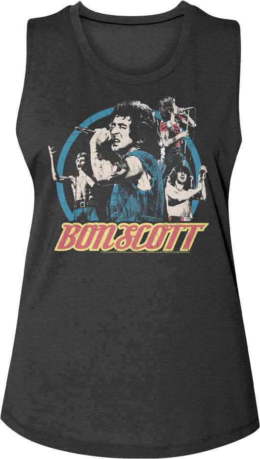 Ladies Collage Bon Scott Muscle Tank Top