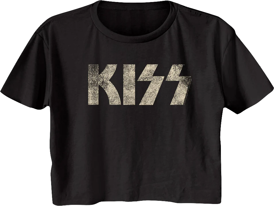 Ladies Distressed Logo KISS Crop Top