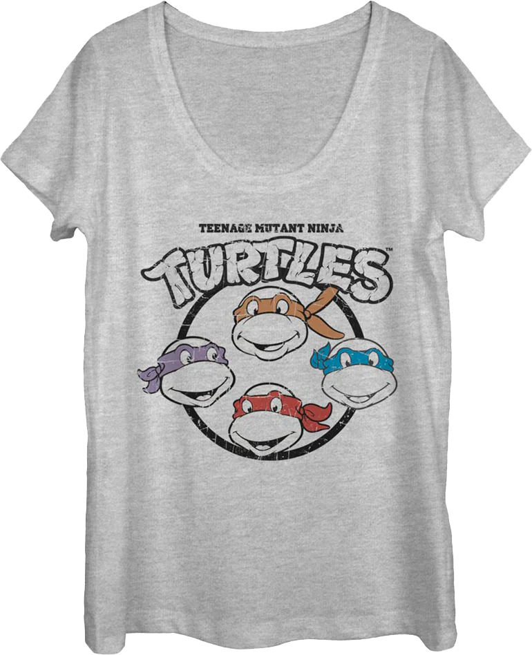 Ladies Heroic Faces Teenage Mutant Ninja Turtles Scoopneck Shirt
