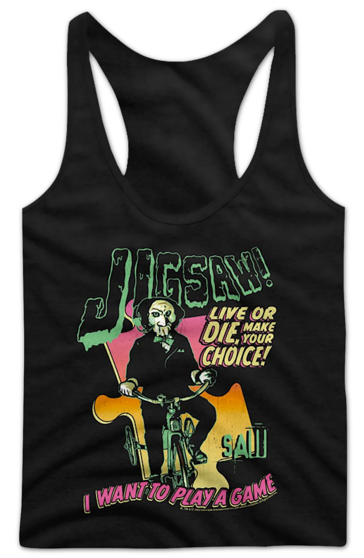 Ladies I Want To Play A Game Saw Racerback Tank Top - Image 2