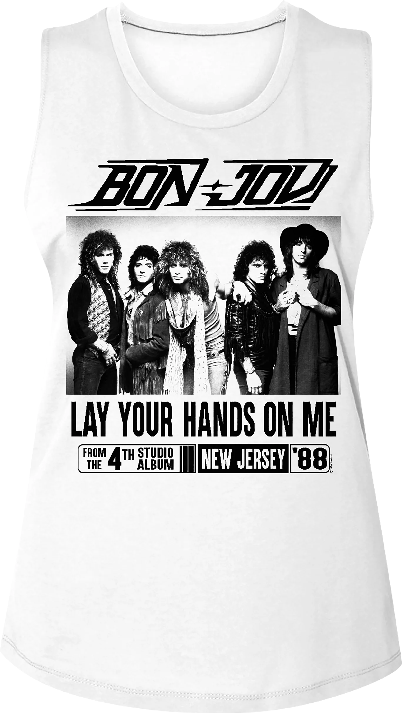 Ladies Lay Your Hands On Me Bon Jovi Muscle Tank Top