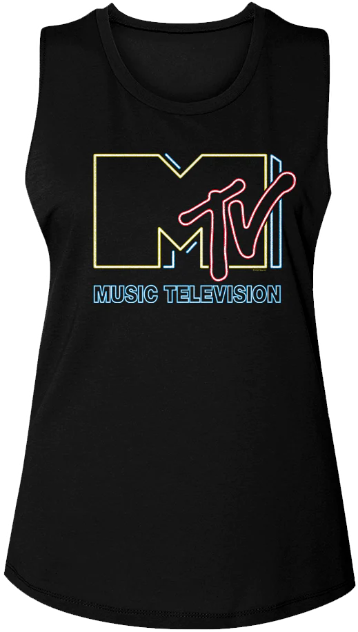 Ladies Neon Logo MTV Muscle Tank Top