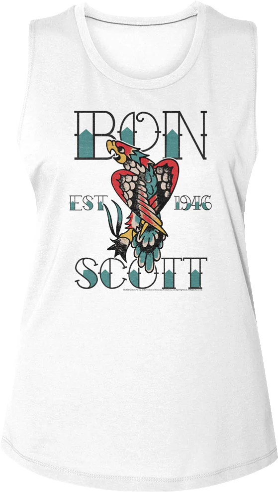 Ladies Tattoo Bon Scott Muscle Tank Top