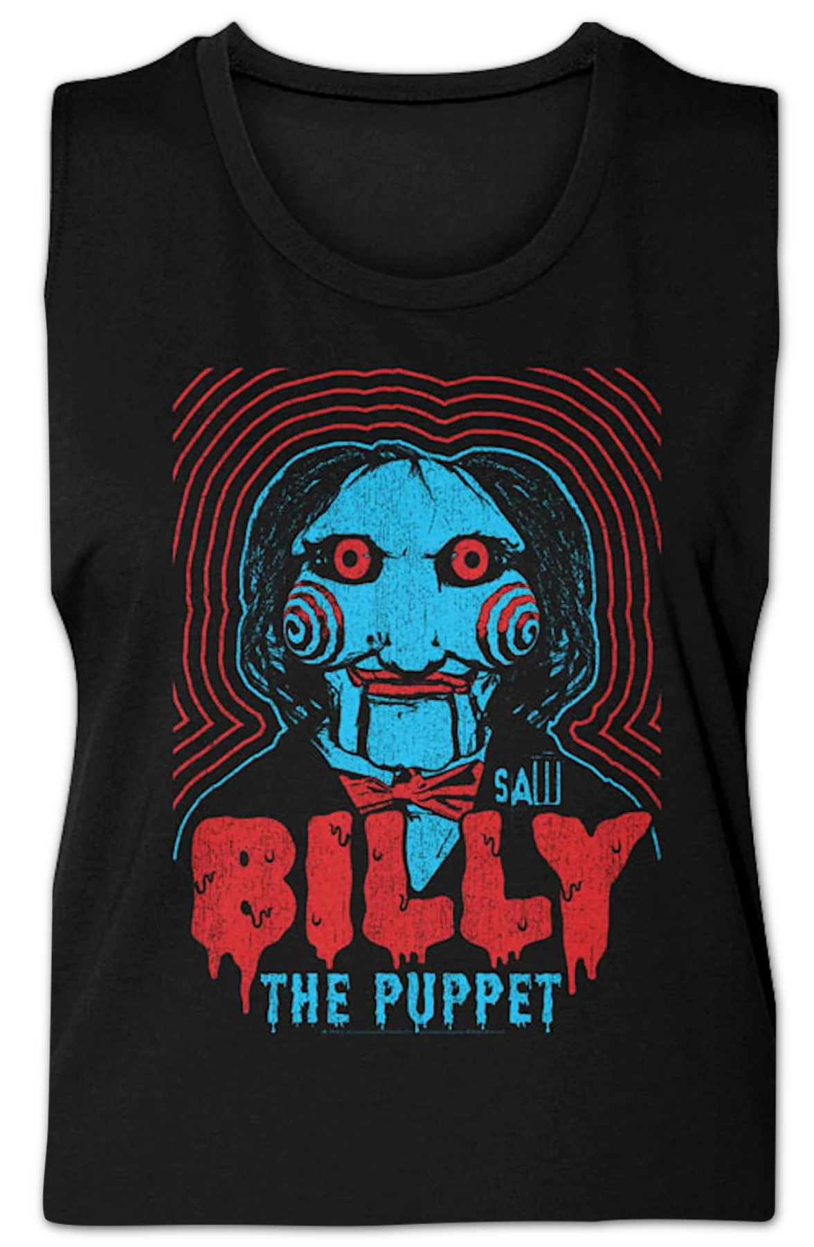 Ladies Vintage Billy the Puppet Saw Muscle Tank Top - Image 2