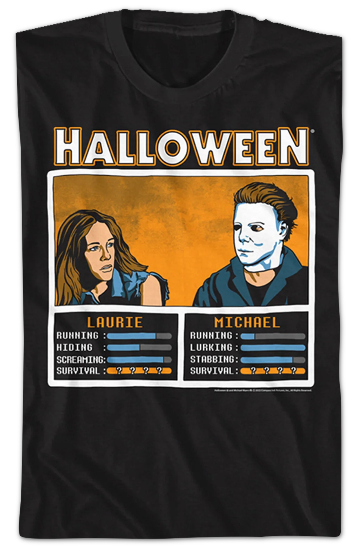 Laurie Strode And Michael Myers Video Game Halloween T-Shirt - Image 2