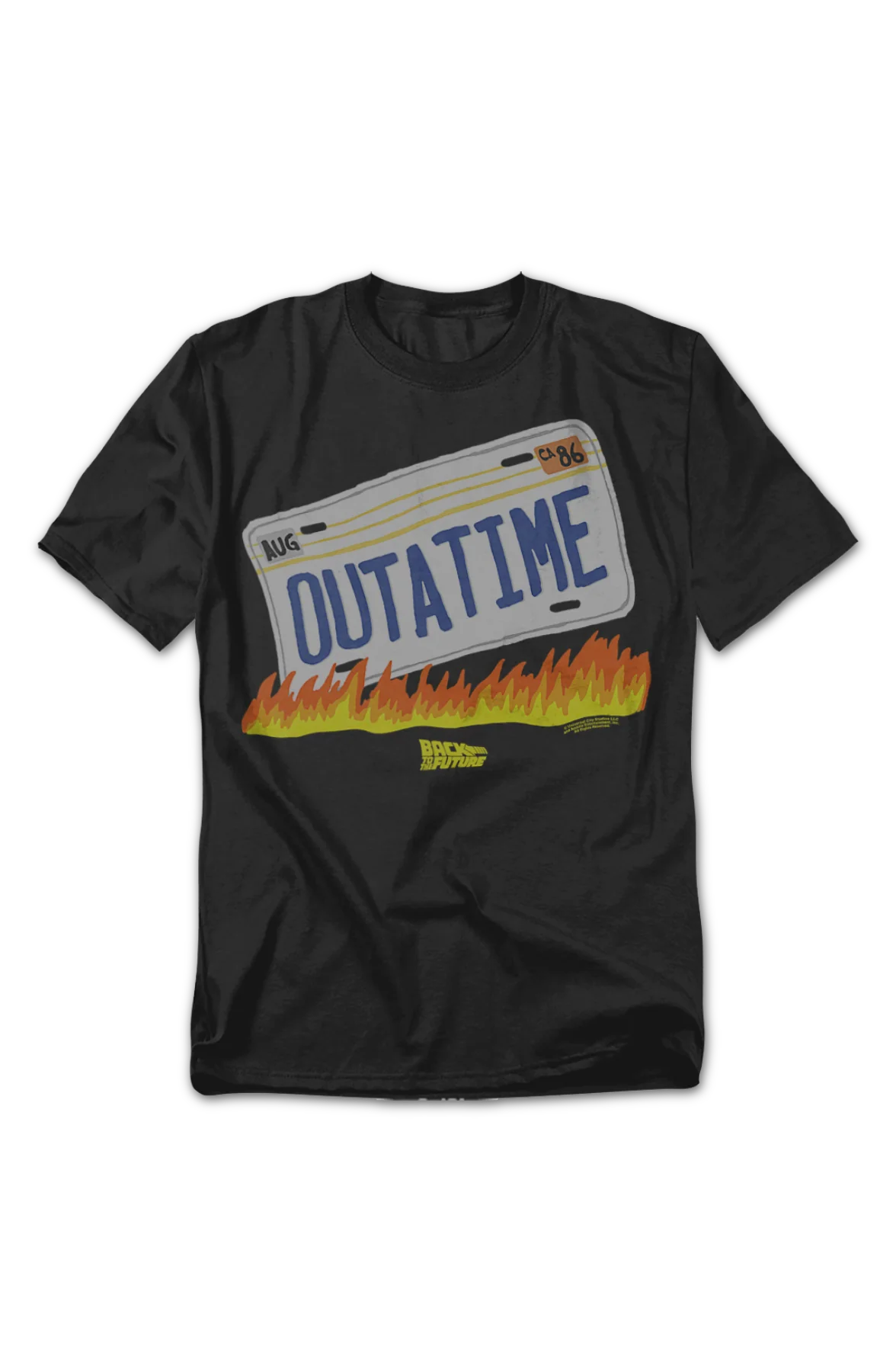 License Plate & Flames Back To The Future T-Shirt - Image 2