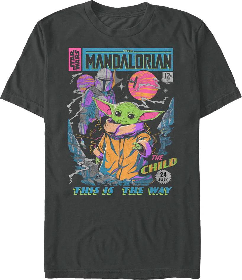 Neon Mandalorian Comic Book Cover Star Wars T-Shirt