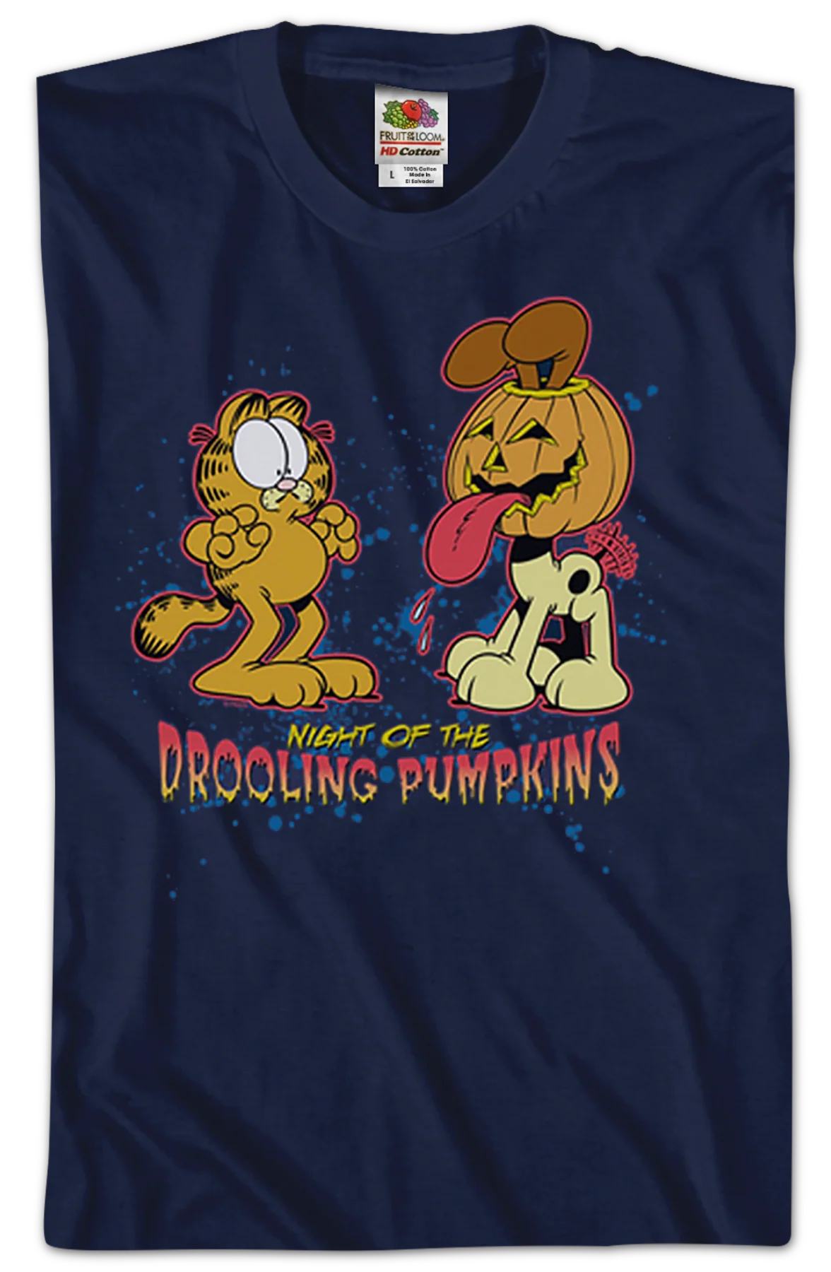 Night Of The Drooling Pumpkins Garfield T-Shirt - Image 2