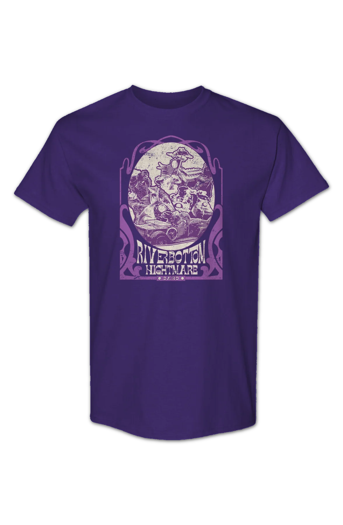 Purple Riverbottom Nightmare Band Emmet Otter T-Shirt - Image 2