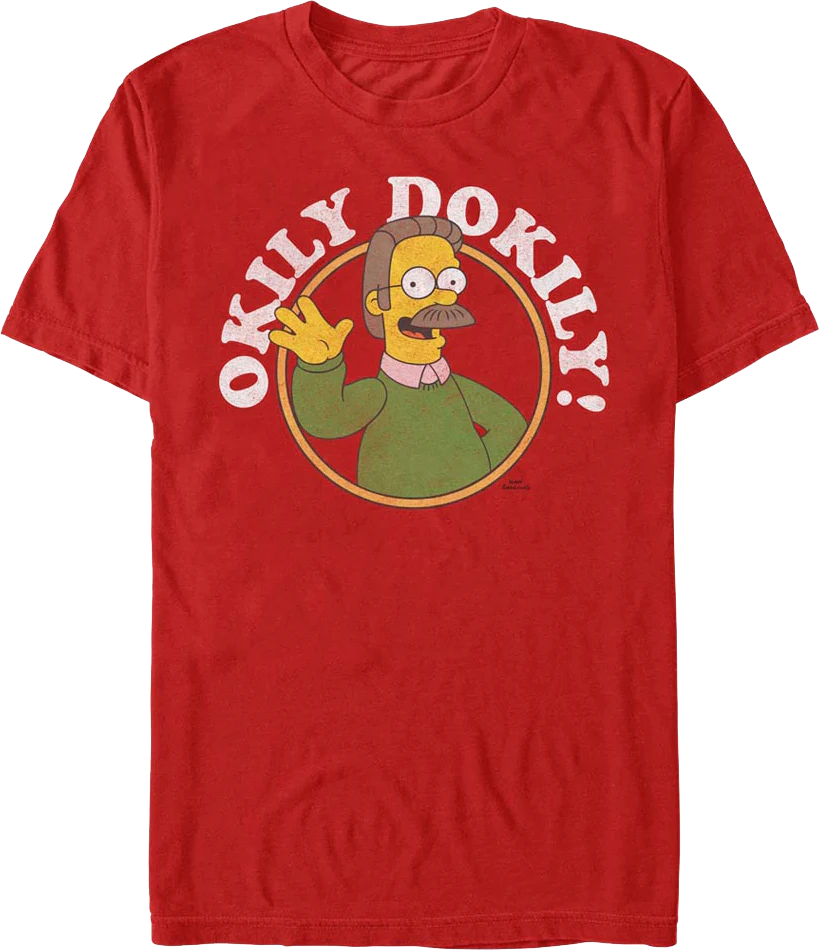Red Ned Flanders Okily Dokily Simpsons T-Shirt
