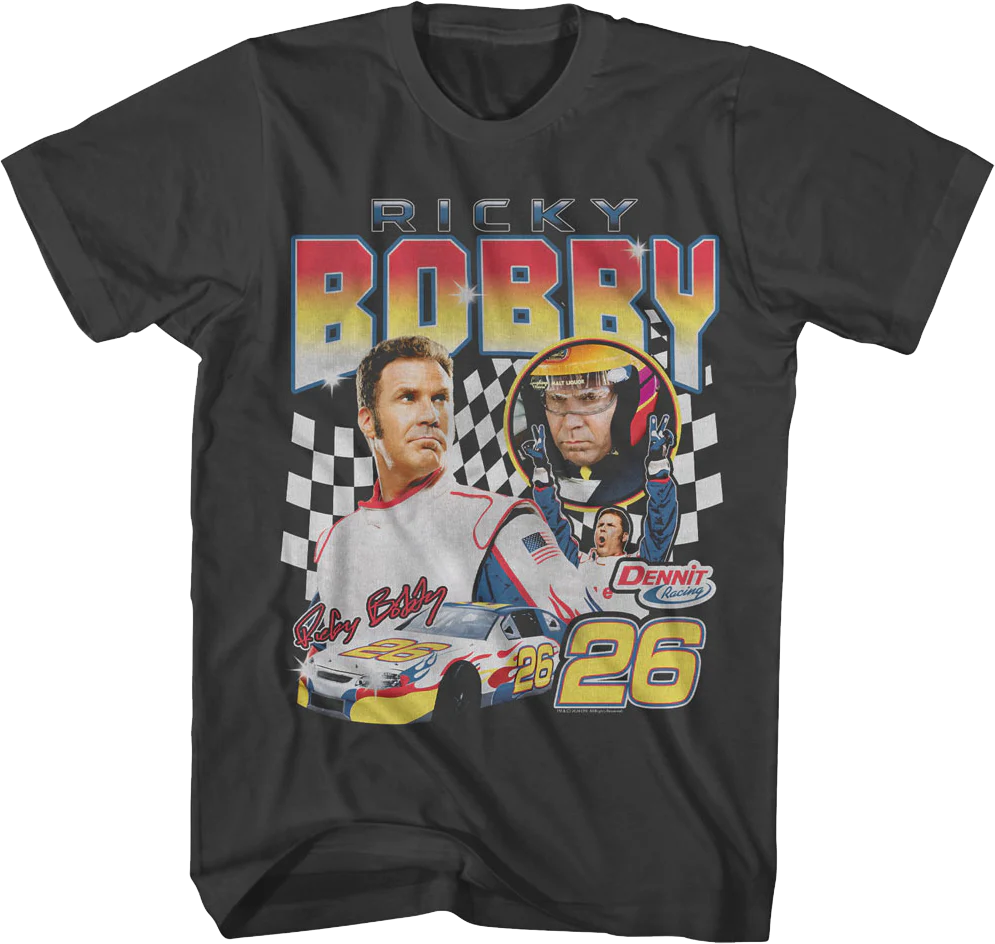 Ricky Bobby Checkered Flag Collage Talladega Nights T-Shirt