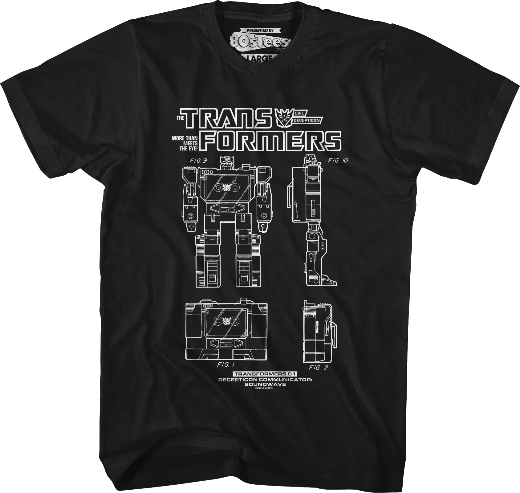Soundwave Action Figure Patent Transformers T-Shirt - Image 4