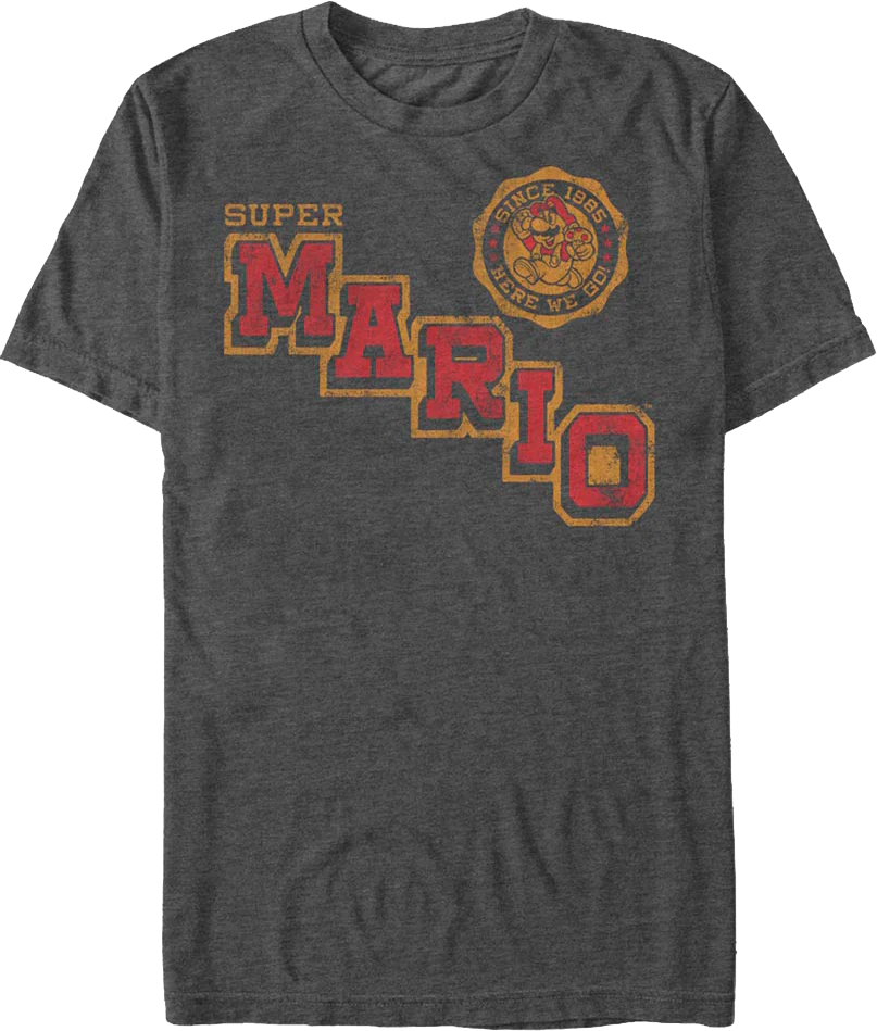 Super Mario Here We Go Badge Nintendo T-Shirt