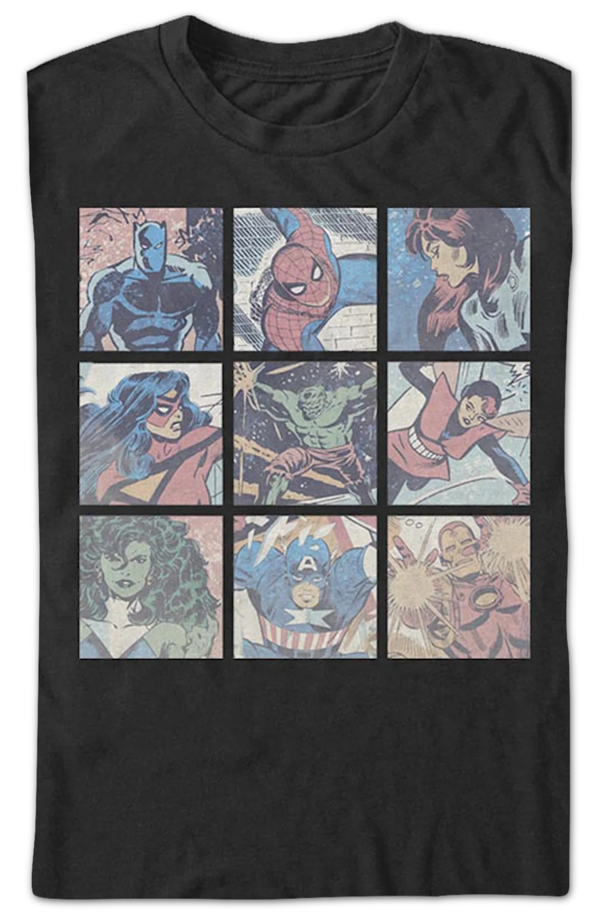 Superhero Panels Collage Marvel Comics T-Shirt - Image 2