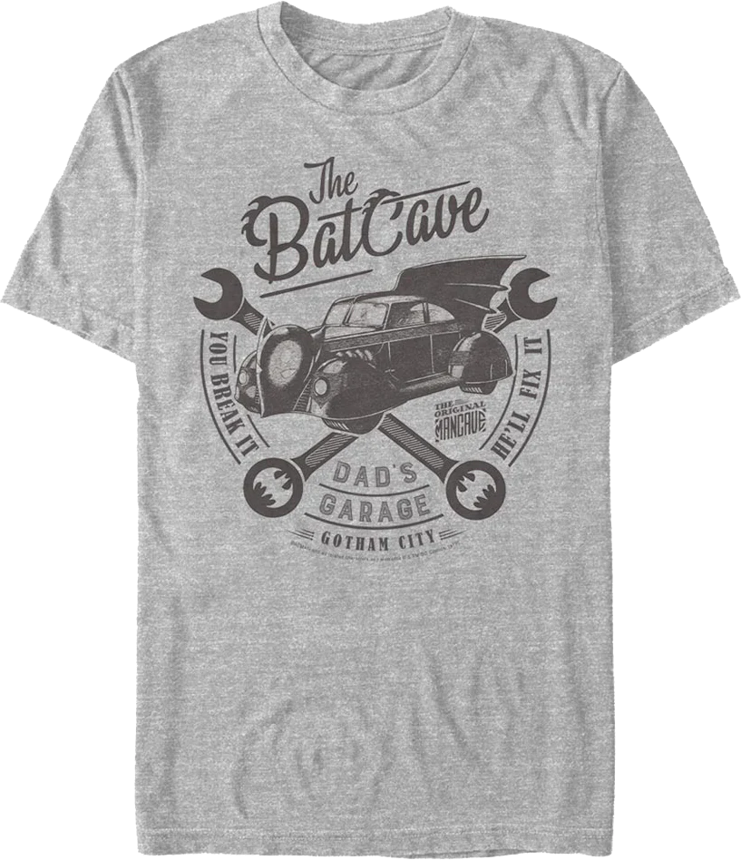 The Batcave Dad's Garage Batman DC Comics T-Shirt
