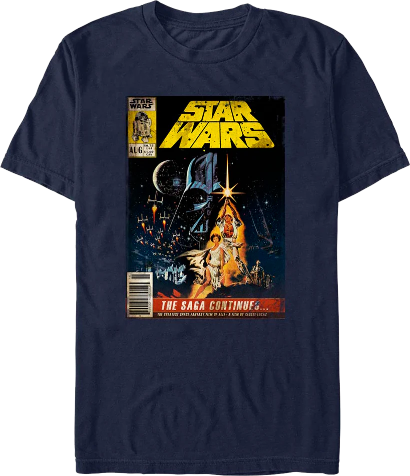 The Saga Continues Comic Book Cover Star Wars T-Shirt