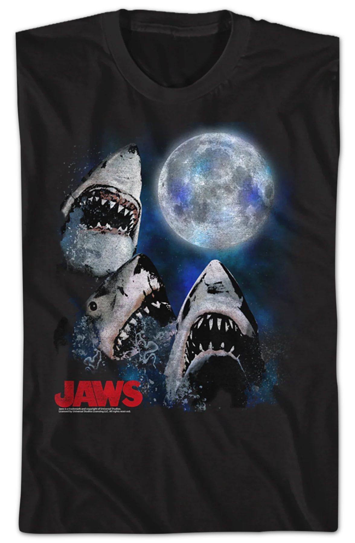 Three Shark Moon Jaws T-Shirt - Image 2