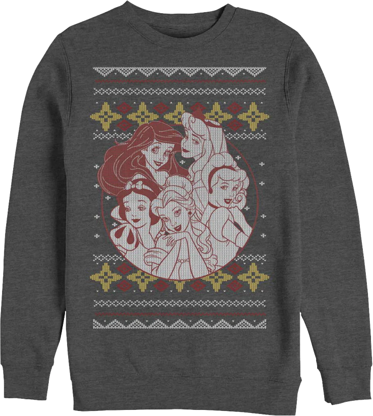 Ugly Faux Knit Disney Princesses Sweatshirt