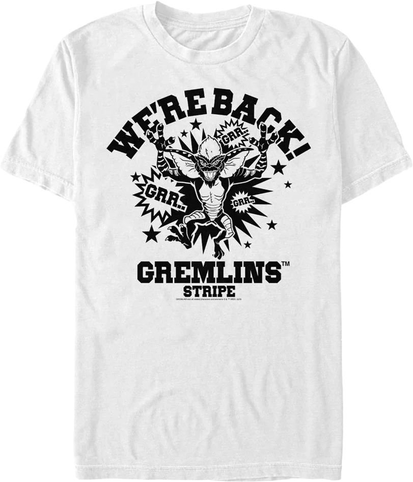 White Stripe We're Back Gremlins T-Shirt