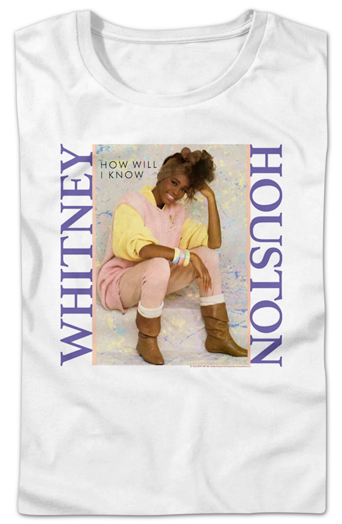 Womens How Will I Know Single Cover Whitney Houston Shirt - Image 2