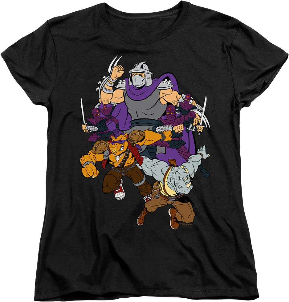 Womens Shredder And Foot Clan Teenage Mutant Ninja Turtles Shirt