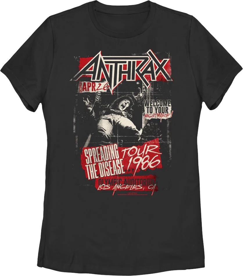 Womens Spreading The Disease Tour 1986 Anthrax Shirt