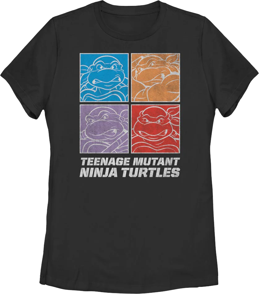 Womens Square Outlines Teenage Mutant Ninja Turtles Shirt