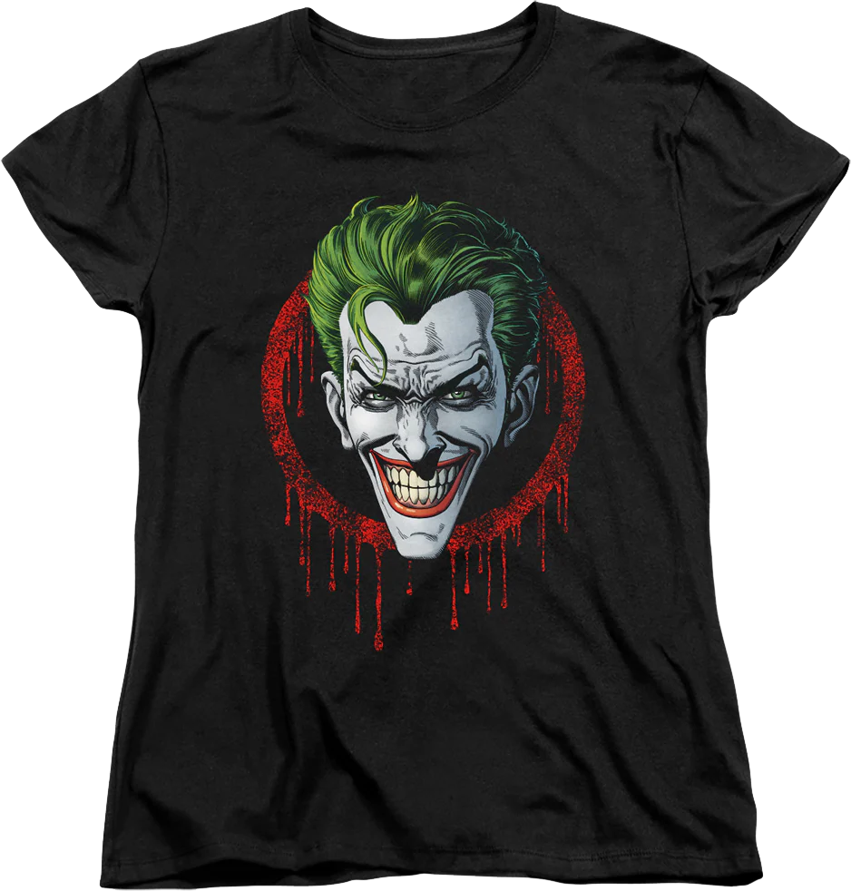 Womens The Joker Dripping Blood DC Comics Shirt