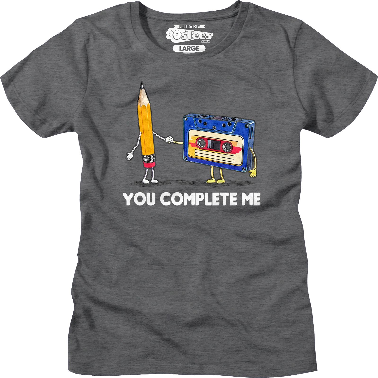 Womens You Complete Me Pencil & Cassette Shirt - Image 3