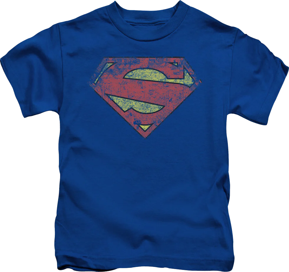 Youth Distressed Logo Superman Shirt